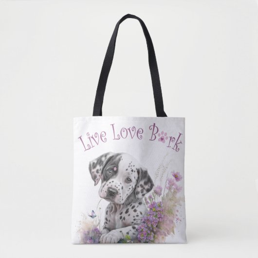 Tote Bag Dalmatie mère chien Floral (Devant)