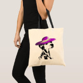 Tote Bag Dalmatien Avec Casquette Violet Large Brimé (Devant (produit))