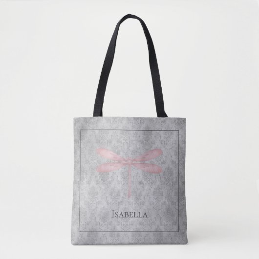 Tote Bag Damas de libellule rose (Devant)