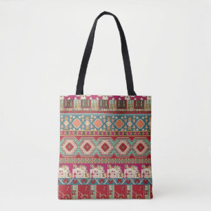 Tote Bag Damas, floral et géométrique avec patchwo color