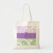 Tote Bag Damas pourpres, Damas vert, Monogramme (Devant)