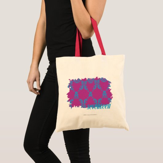 Tote Bag Damassé 2 Aqua-Pourpres (Devant (produit))