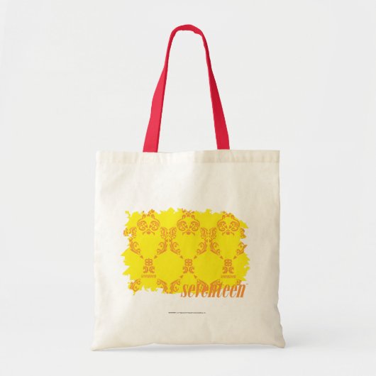 Tote Bag Damassé 2 jaune-orange (Devant)