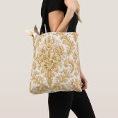 Tote Bag Damassé floral or (De près)