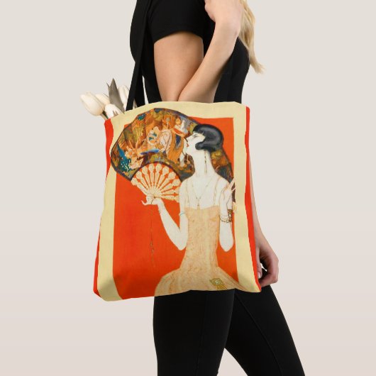 Tote Bag dame art déco avec ventilateur (De près)