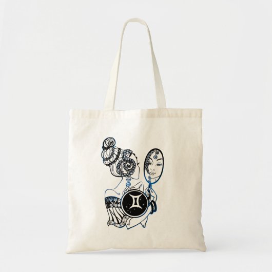 Tote Bag Dame Art déco Gemini Zodiac (Devant)