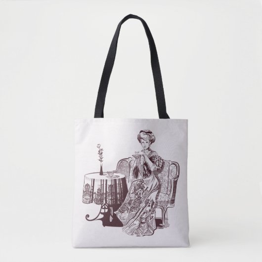 Tote Bag dame boit du thé (Devant)