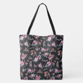 Tote Bag DAME CHAT FLORAL Rose Chaud (Dos)