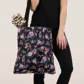 Tote Bag DAME CHAT FLORAL Rose Chaud (De près)