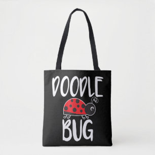 Tote Bag Dame coccinelle drôle gribouillis