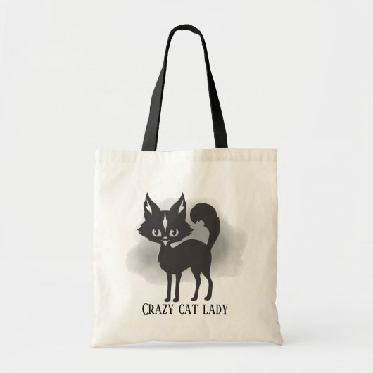 Tote Bag dame de chat fou ajouter du texte (Devant)