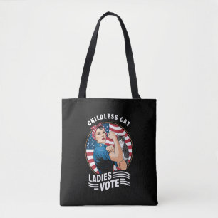 Tote Bag Dame de chat sans enfants Vote Vintage Rosie la ri