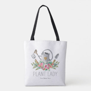 Tote Bag Dame de plantes aquarelle boho humour de jardinier