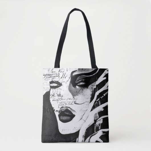 Tote Bag Dame en noir et blanc (Devant)