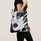 Tote Bag Dame en noir et blanc (De près)