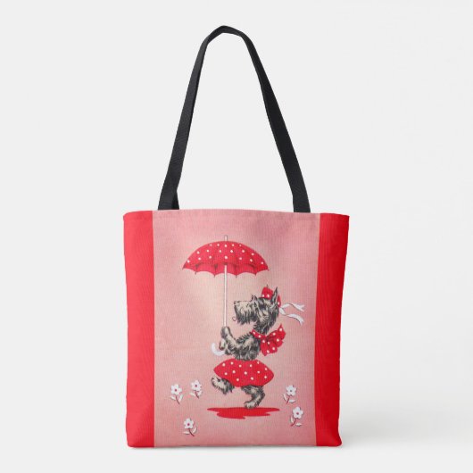 Tote Bag Dames de chien écossaises portant un parapluie (Dos)