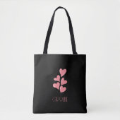 Tote Bag Dames Élégant Noir Bohème Cœurs Mignons (Devant)