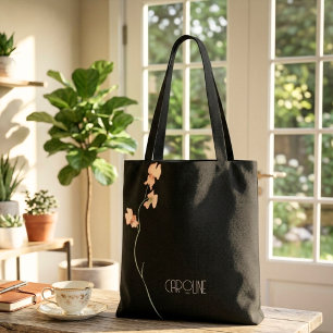 Tote Bag Dames Élégant Noir Floral Bohème Mignon