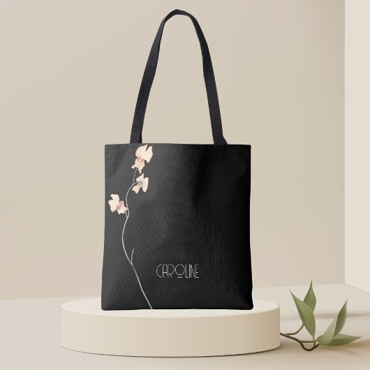 Tote Bag Dames Élégant Noir Floral Boho Mignon