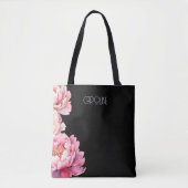 Tote Bag Dames élégantes pivoines roses Floral Boho mignonn (Devant)