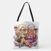 Tote Bag Dames Glamour avec du Vin Rouge (Devant)