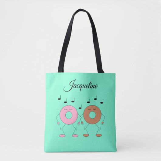 Tote Bag Dancing Donuts Mint Green (Devant)