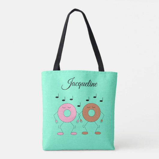 Tote Bag Dancing Donuts Mint Green (Dos)