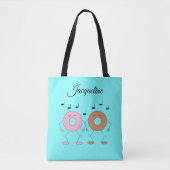Tote Bag Dancing Donuts Pastel Blue (Devant)