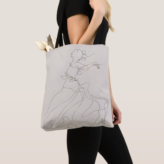 Tote Bag Dancing Lady Line Art (De près)