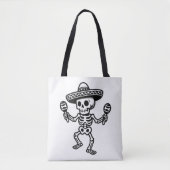 Tote Bag Dancing Mexican Skeleton (Devant)