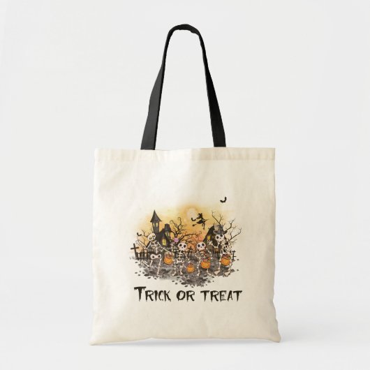 Tote Bag Dancing Skeletons Cemetery Witch Trick or Treat (Devant)