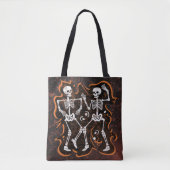 Tote Bag Dancing Skeletons Drôle Halloween Trick ou Treat (Devant)