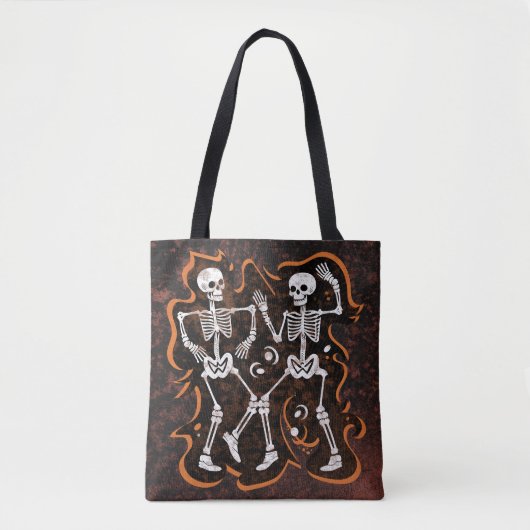 Tote Bag Dancing Skeletons Drôle Halloween Trick ou Treat (Devant)