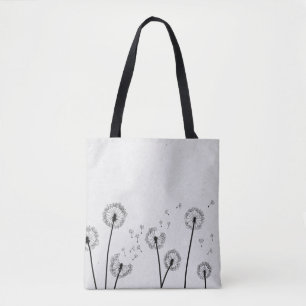 Tote Bag Dandelions Fleurs Pappus Spores Gris
