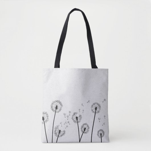Tote Bag Dandelions Fleurs Pappus Spores Gris (Devant)