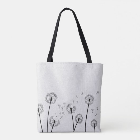 Tote Bag Dandelions Fleurs Pappus Spores Gris (Dos)