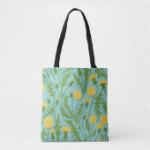 Tote Bag Dandelions, vert, jaune et bleu (Devant)
