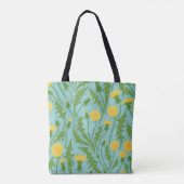 Tote Bag Dandelions, vert, jaune et bleu (Dos)