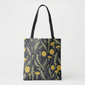 Tote Bag Dandelions, vert, jaune et noir (Devant)