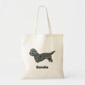 Tote Bag Dandie Dinmont Terrier Grille jaune et noire (Devant)