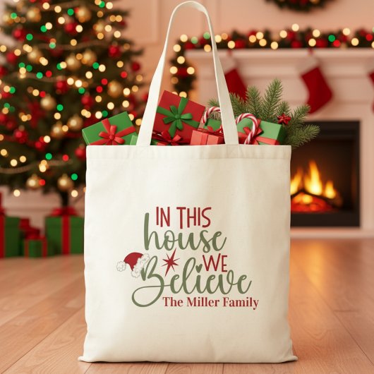 Tote Bag Dans Cette Chambre Nous Croyons Noël Personnalisé