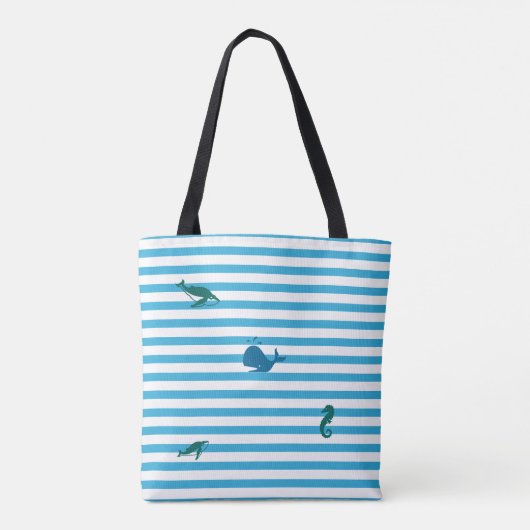 Tote Bag Dans l'océan, rayures de plage (Dos)