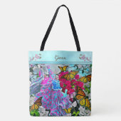 Tote Bag Danse avec Fleurs et Papillons PV01 (Devant)