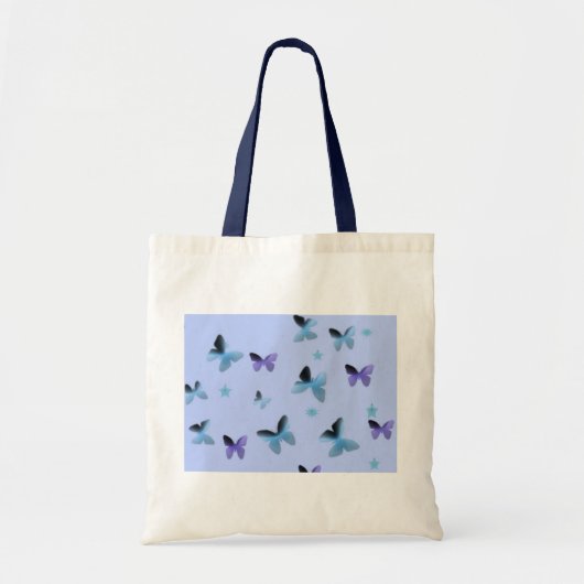 Tote Bag Danse des papillons en vert bleu (Devant)
