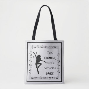 Tote Bag Danse inspiration citation notes musicales noir