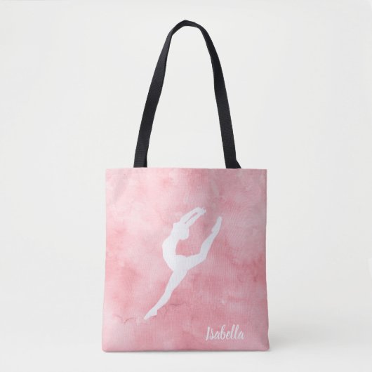 Tote Bag Danse rose faite sur commande d'aquarelle (Devant)