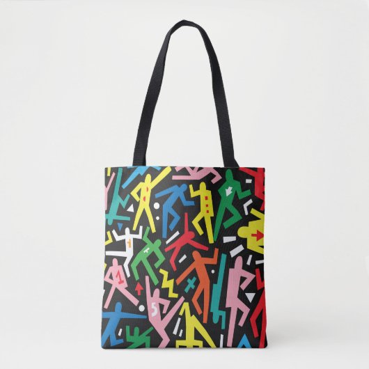 Tote Bag Danser des gens, doodle set motif. (Devant)