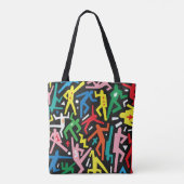 Tote Bag Danser des gens, doodle set motif. (Dos)