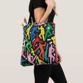 Tote Bag Danser des gens, doodle set motif. (De près)