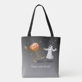 Tote Bag Danser Halloween Citrouille et fantôme (Dos)